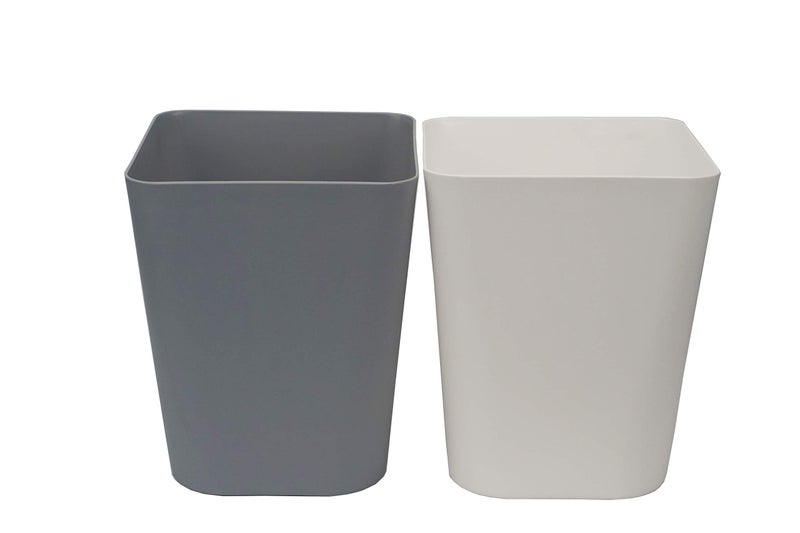 Feiupe 1.6 Gallon Small Trash Can Wastebasket for Kitchen Office Bathroom,Pack of 2(White+Gray) - Image 1